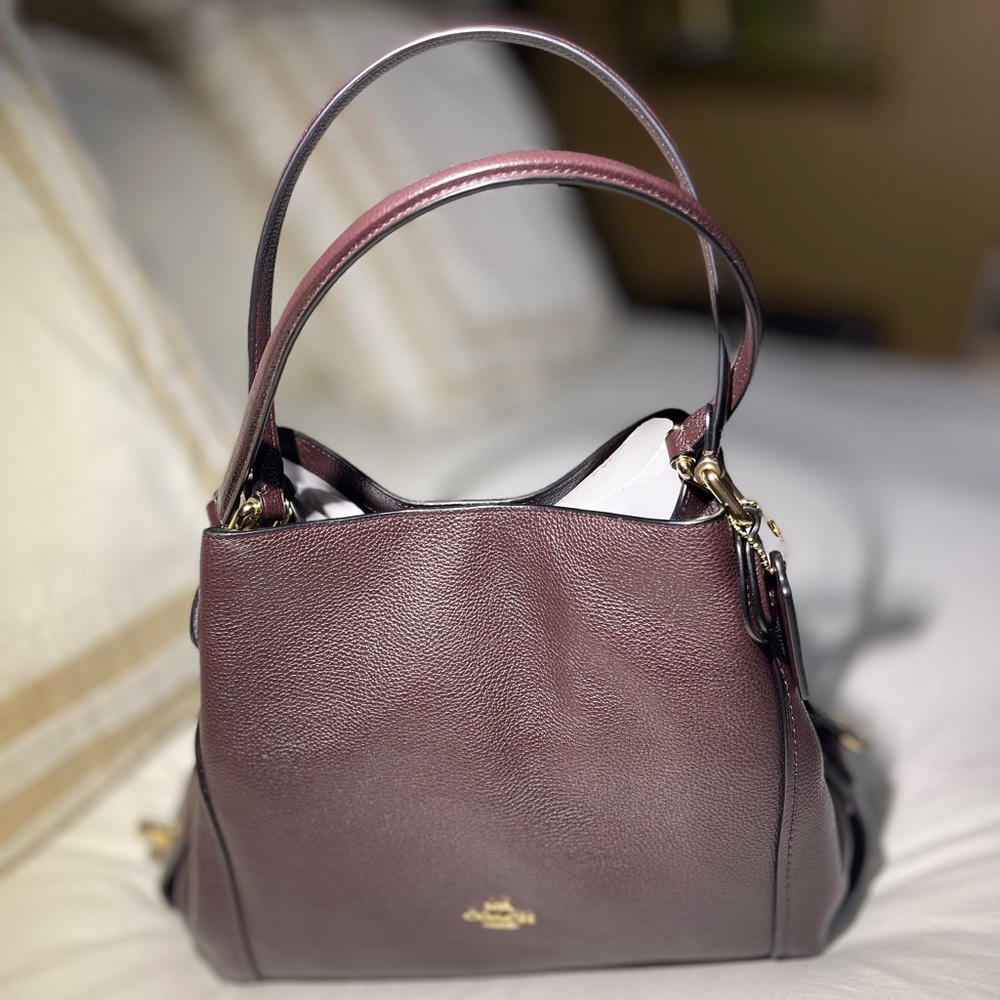 Coach Edie 57125 Pebbled 31 Oxblood Red Leather Tote
